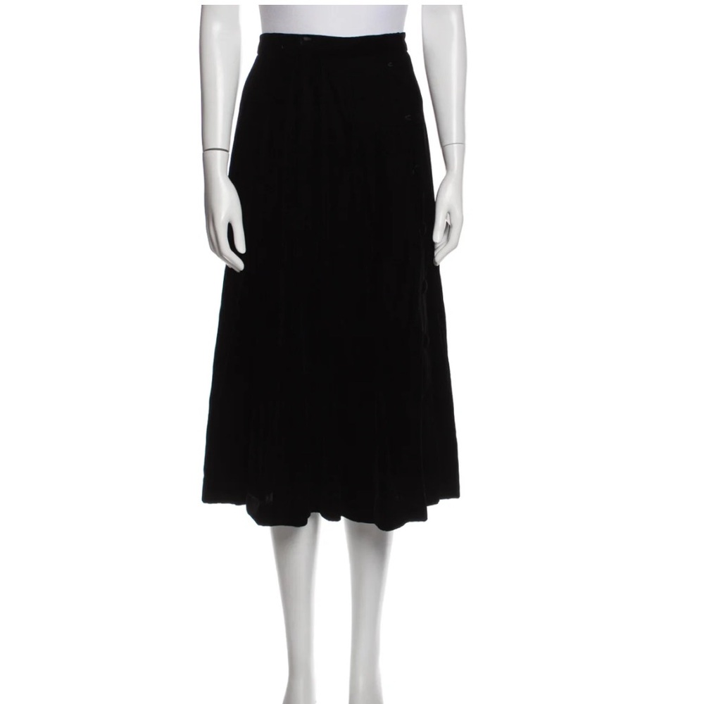 Cloak Acetate midi a line skirt black velvet